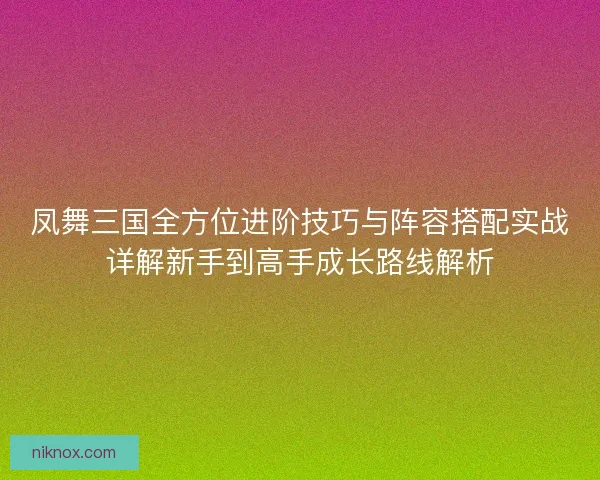 凤舞三国全方位进阶技巧与阵容搭配实战详解新手到高手成长路线解析