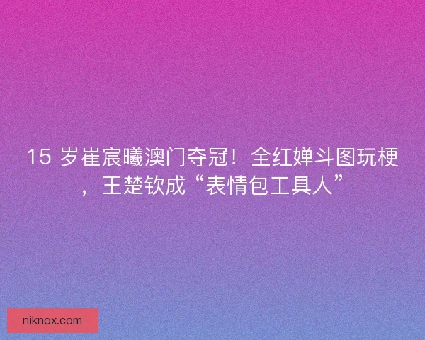 15 岁崔宸曦澳门夺冠！全红婵斗图玩梗，王楚钦成 “表情包工具人”
